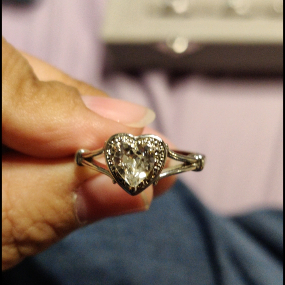 Clear heart ring